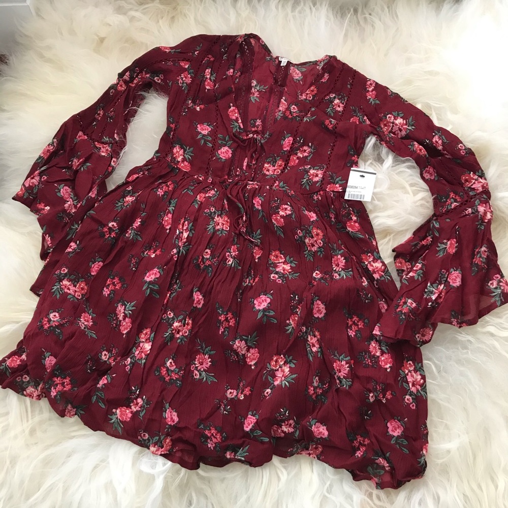 EN CRÈME WOMENS FLORAL PRINT TIE-FRONT PARTY DRESS - Picture 3 of 7